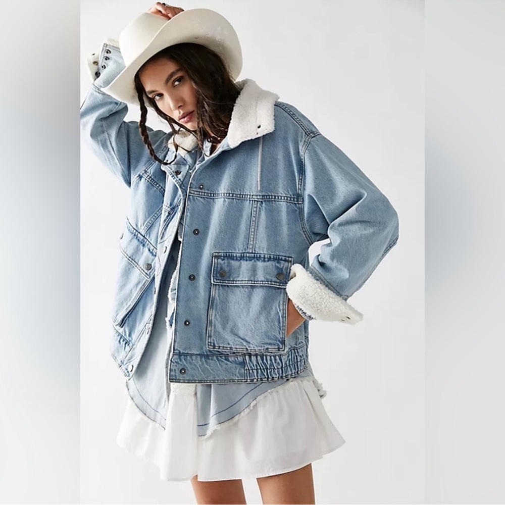 SOLD We The Free Ariel Cozy Denim Bomber Jacket